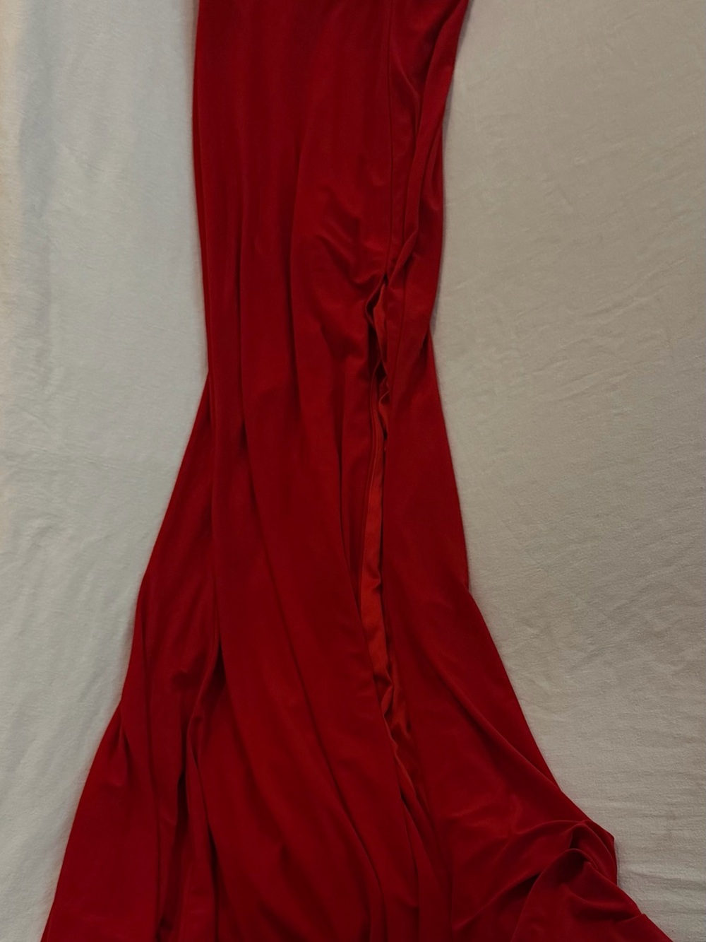 Faviana Glamour Red Off the Shoulder High Slit Formal Prom Dress Size 4